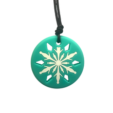 Load image into Gallery viewer, Jellystone Designs Chew Necklace: Snowflake - Green/White