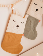 Load image into Gallery viewer, Kikadu Santa Boots Polar Bear Christmas Stocking Small: Sage Green: Was $39.95