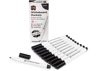 EC Whiteboard Markers Black: 10 Pack